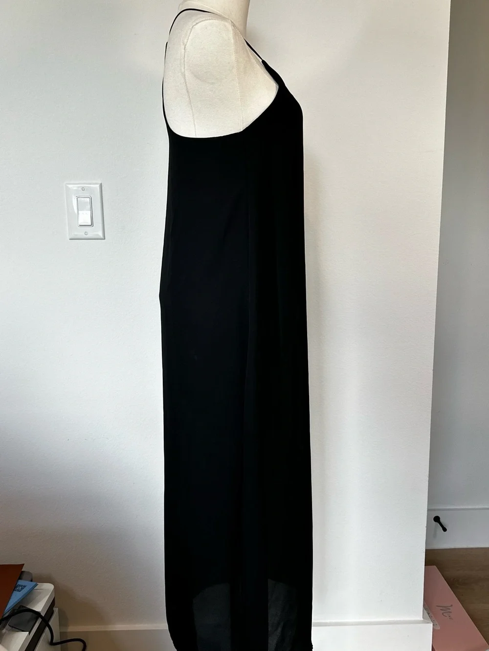 SILENCE + NOISE Black Halter Racerback Midi Slip Dress - Picture 3 of 8